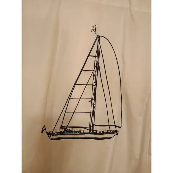 Turnbury 100% Cotton Button Up Shirt Long Sleeve White Sail Boat Size Large EUC - Picture 12 of 13